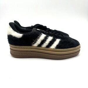 Adidas Gazelle Bold Furry‎ Core Black/Cream White/Gold JS3907 Women's Size 5.5